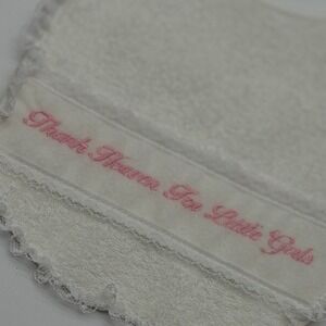 Little Me Vintage Baby Bib Thank Heaven For Little Girls White Lace Trim US Made